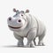 Pixar-style White Hippopotamus Cartoon Character In Ultra Hd