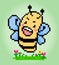 Pixel 8 bit bee. Animal character in vector