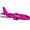 Pixel 8 bit drawn pink passenger jet plane