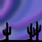 Pixel 8 bit drawn vivid desert sky with cactus foreground