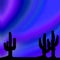 Pixel 8 bit drawn vivid desert sky with cactus foreground