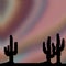 Pixel 8 bit drawn vivid desert sky with cactus foreground