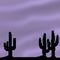 Pixel 8 bit drawn vivid desert sky with cactus foreground