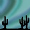 Pixel 8 bit drawn vivid desert sky with cactus foreground