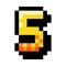 Pixel 8 Bit Number Five or Numeral Vector Illustration