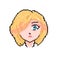 Pixel anime female face, cute character with blonde hair