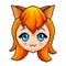 Pixel anime girl with cat ears isolated vector