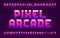 Pixel Arcade alphabet font. 3D pixel letters and numbers in pink.