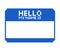 Pixel art 8-bit Blue blank name tag sticker HELLO my name is on white background - isolated vector illustration