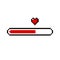 Pixel art 8-bit heart/love loading - isolated vector illustration