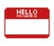 Pixel art 8-bit Red blank name tag sticker HELLO my name is on white background - isolated vector illustration