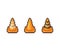 Pixel art 8-bit Road safety traffic cones set - isolated vector illustration