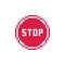 Pixel art 8-bit simple red stop traffic sign icon - isolated vector illustration