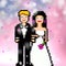 Pixel art 8 bit style wedding couple illustration