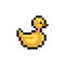 Pixel art 8-bit style yellow duck icon - isolated vector illustration