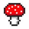 Pixel art amanita mushroom cartoon retro game style set