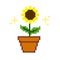 pixel art artistic blooming sunflower in the pot