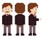 Pixel art businessman sprite staying, back and