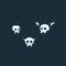 Pixel art cartoon vampire skull icon set.