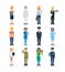 Pixel art characters set, professions pixel people