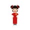 Pixel art Chinese woman. Vector illustration decorative design