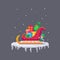 Pixel art christmas sledge with gifts.