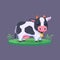 Pixel art cow. Farm animal for game design