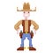 Pixel art cowboy holding a gun. Gunslinger vector illustration