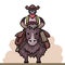 Pixel art cowboy ride yak