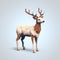 Pixel Art Deer: 3d 8 Bit Cartoon With Jeans, Minimalistic Organic Sculpting