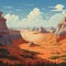 Pixel Art Desert Landscape: Bold, Cartoonish Lines With Realistic Color Schemes