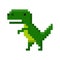 Pixel art of dinosaur icon isolated on white background. Big cheerful prehistoric green tyrannosaurus. Character game