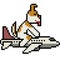 Pixel art dog ride plane