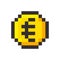 Pixel art euro golden coin retro video game