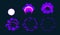 Pixel art explosion. Game icons set. Comic boom flame effects for emotion. Pink flames.