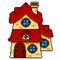 Pixel art fairy tale house detailed isolated vector