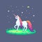 Pixel art fairy unicorn with starry mane