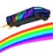 Pixel art fantasy flying limousine