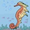 Pixel art fantasy seahorse underwater