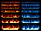 Pixel art fire, game animation blue and red flames