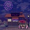 pixel art fireworks night sky