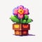 Pixel Art Flower Pot With Vibrant Colors By Pixelplantmaster
