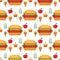 Pixel art food computer design seamless pattern background vector illustration restaurant pixelated element fast food