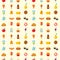 Pixel art food computer design seamless pattern background vector illustration restaurant pixelated element fast food