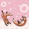 Pixel art fox playing bubble