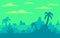 Pixel art game location. Palm trees on a tropical island