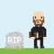 Pixel art game style priest on a funeral vector