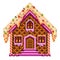 Pixel art gingerbread sweet house on a white background
