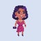 Pixel art girl character.Beautiful woman in evening dress