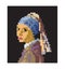 Pixel Art Girl with a pearl earring. Portrait of woman. Creative redrawing artwork, crypto art, modern digital